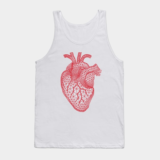 red human heart with geometric mesh pattern Tank Top by beakraus